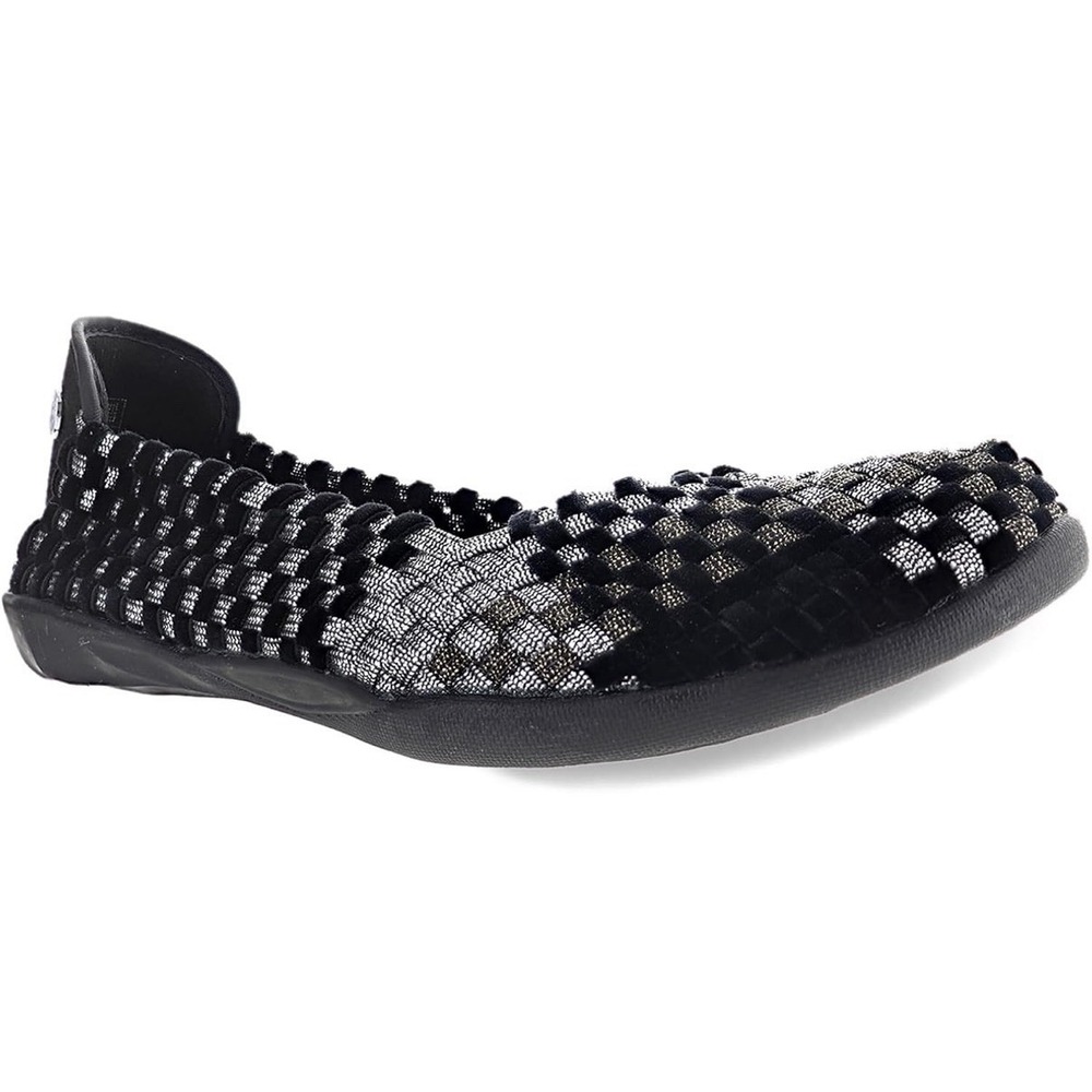 Bernie Mev Catwalk‎ Glam Mix Black Silver Ballet Flat Womens 38 Size 7-7.5 New - Picture 3 of 7